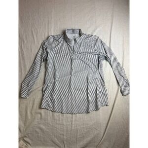 EP New York Golf Shirt Womens Size 2XL White Black Diagonal Print Mock Neck